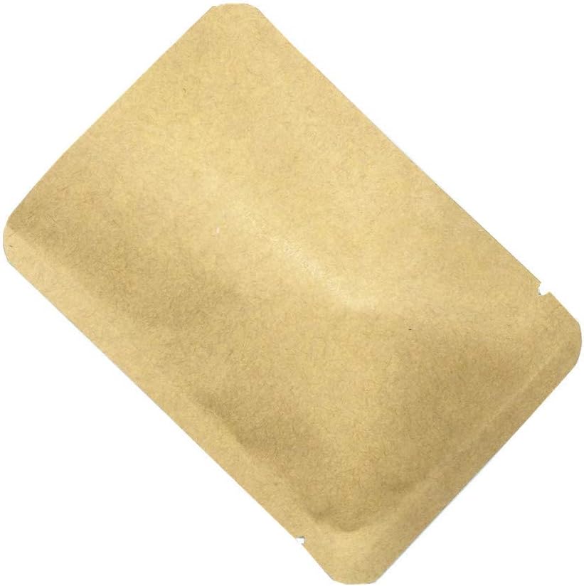 FERENLI 100 Pieces 7.9x11.8 inch (Usable Size 7.3x11 inch) Kraft Paper Open Top Vacuum Sealable Bags Mylar Foil Heat Seal Pouches for Sample Food Storage Packaging with Tear Notches