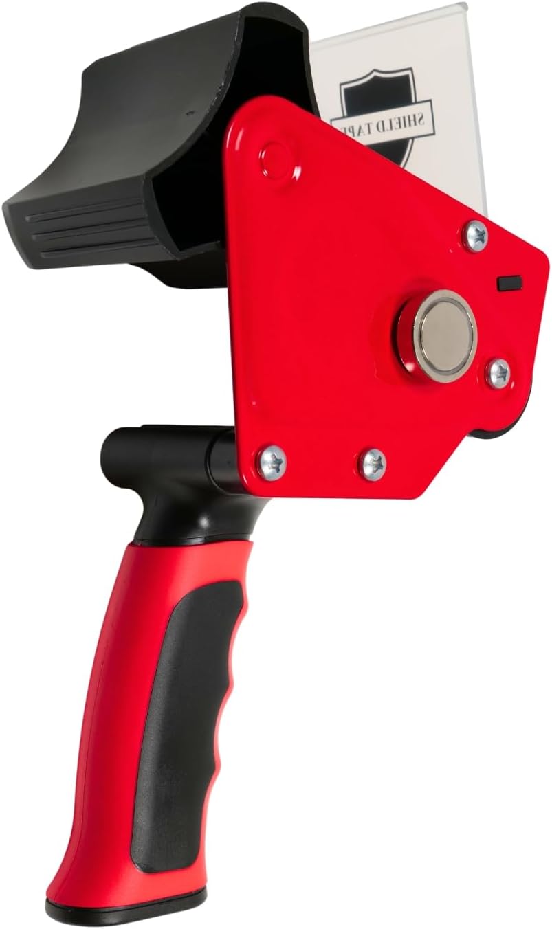 PSBM Heavy Duty Packing Tape Dispenser, 3 Inch Wide, 1 Count, Sealing Cutter, Magnetic Retractable-Blade Tape-Gun Dispenser Used for Warehouse Storage Packaging