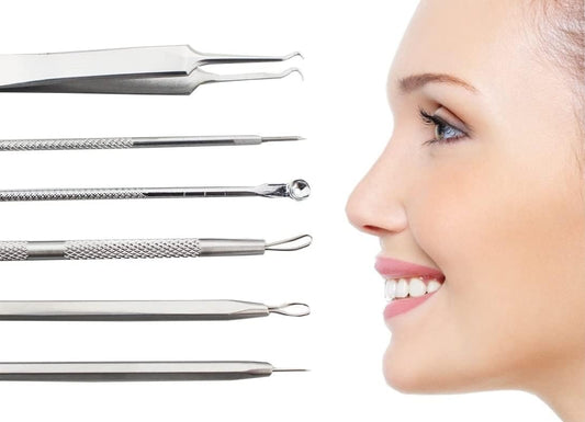 Blackhead Remover Tool Kit Set 6 PCS Professional Surgical Stainless Steel Extractors for Facial and Body Blemishes