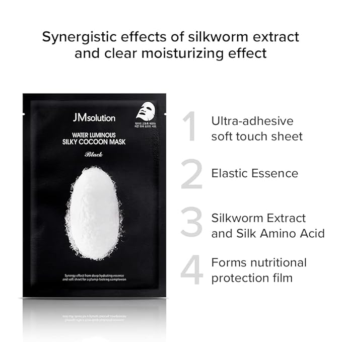 JM Solution Marine Luminous Pearl Deep Moisture 3 Step Skin Care Face Mask - Korean Skincare Facial Mask - boosting Brightening Moisturizing-10 Sheets for Dry Skin (Silky Cocoon)