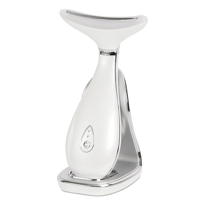 Lily Neck Face Massager, Skin Rejuvenation Beauty Massager, 3-in-1 at-Home Facial Spa Tool, Lifting, Toning and Tightening for a Radiant Appearance (Pearl White)