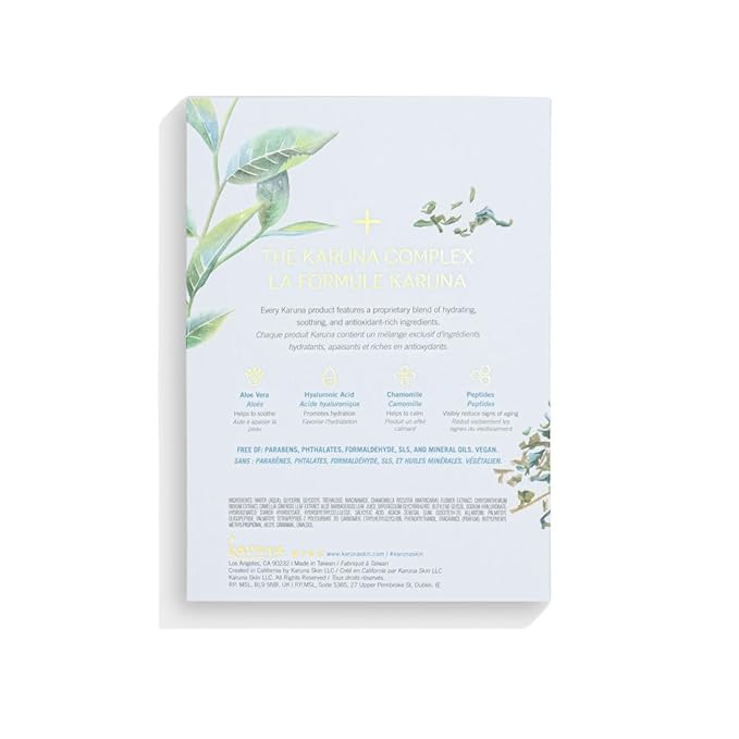 Karuna Skin - Antioxidant+ Face Masks for Dry, Mature Skin, Rejuvenating & Nourishing Face Masks Skincare Essential, Facial Mask w Green Tea Extract, Chinese Licorice & African Chrysanthellum, 4 Pack