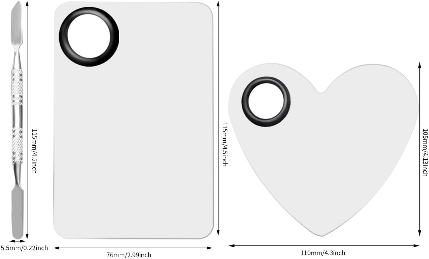 4 in 2 Set Makeup Mixing Palettes, 2 Pcs Stainless Steel Nail Art Palette with 2 Makeup Spatula for Foundation Makeup Tools Eyeshadow Nail Art