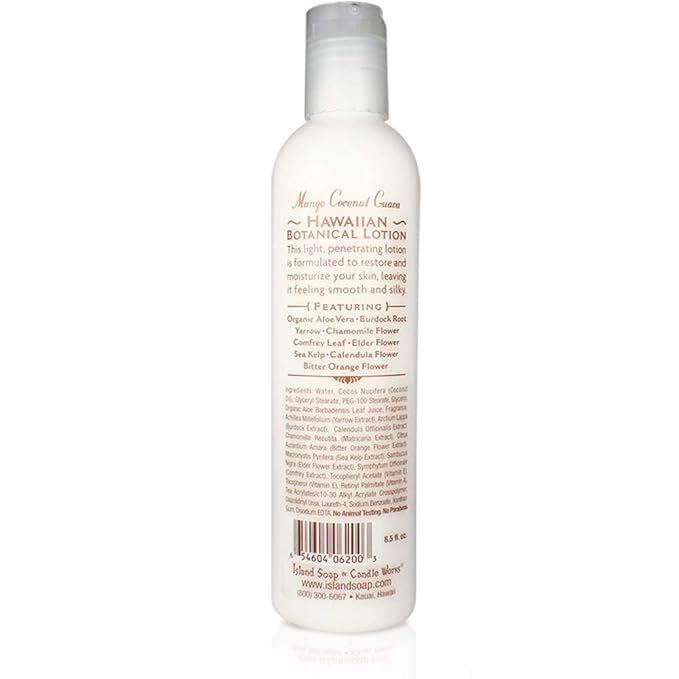 Island Soap and Candle Works Mango Coconut Guava Scented Body Lotion for Men and Women - Paraben Free Body Moisturizer - Hydrating Hawaiian Skincare - 8.5 Fl Oz. Bottle
