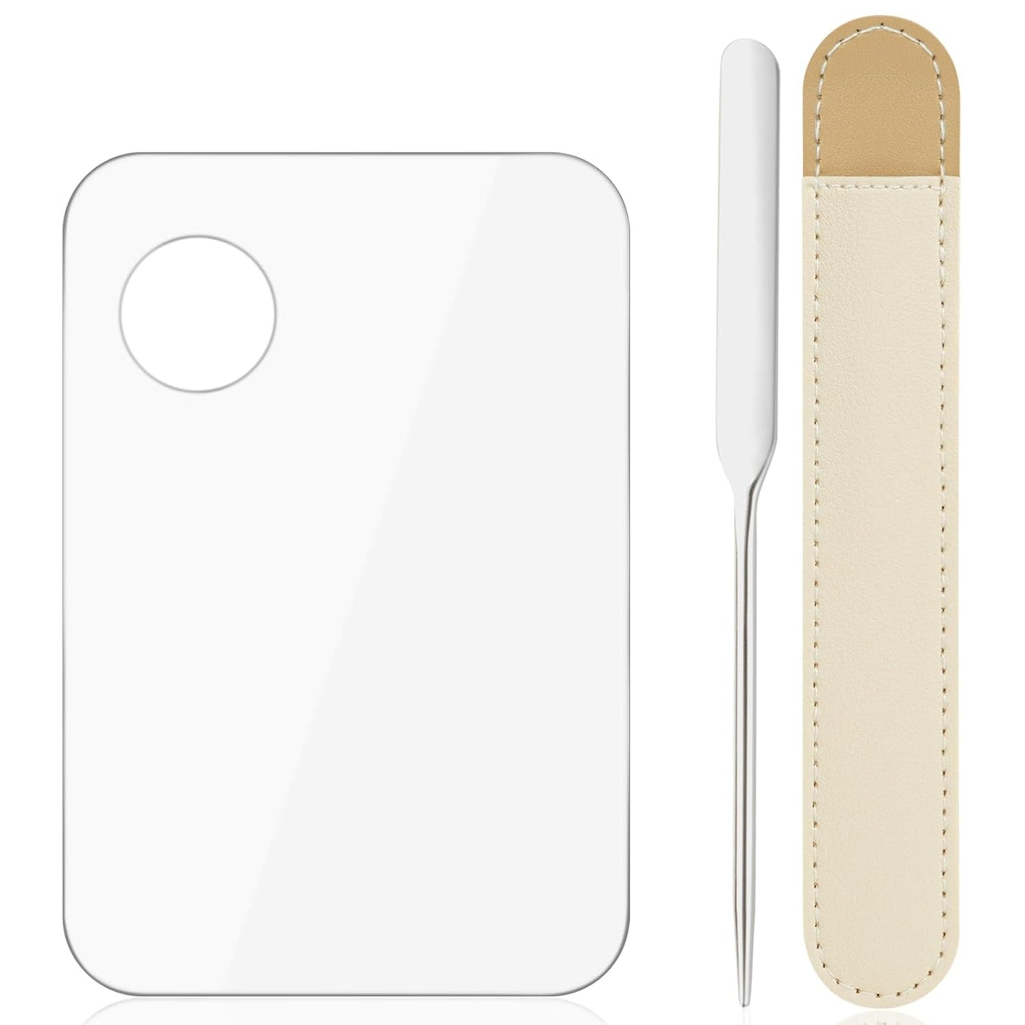 Acrylic Cosmetic Makeup Palette, Mixing Tray with Makeup Spatula&Leather Case, Professional Cosmetic Mixing Palette for Beauty Salon Mixing Eye Shadow/Lipsticks/Nail Art/Foundation