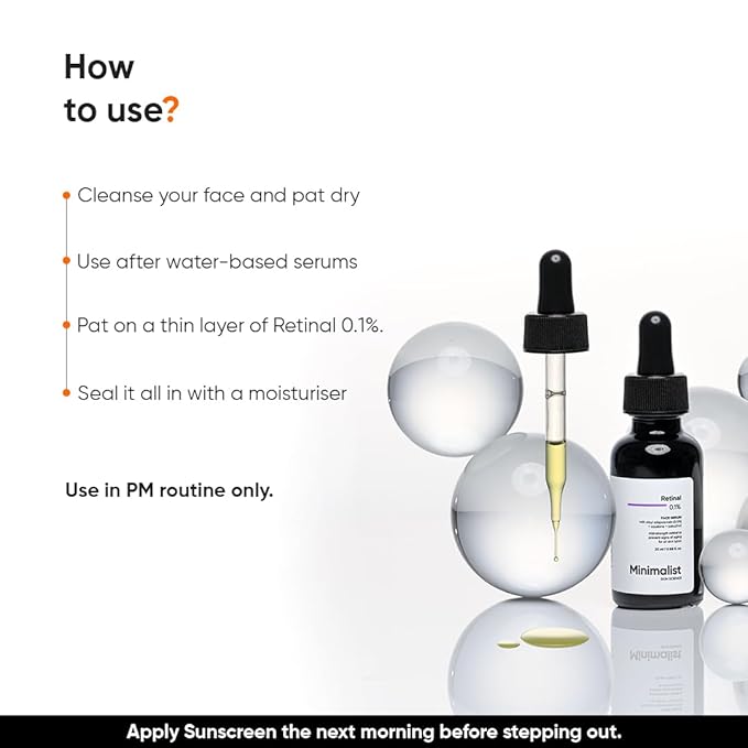 Minimalist Retinal 0.1% Face Serum | Reduces Fine Lines & Wrinkles | Enriched with Bakuchiol & Squalane | Anti-Aging & Hydrating Formula | For All Skin Types | 0.68 Fl Oz/ 20 ml