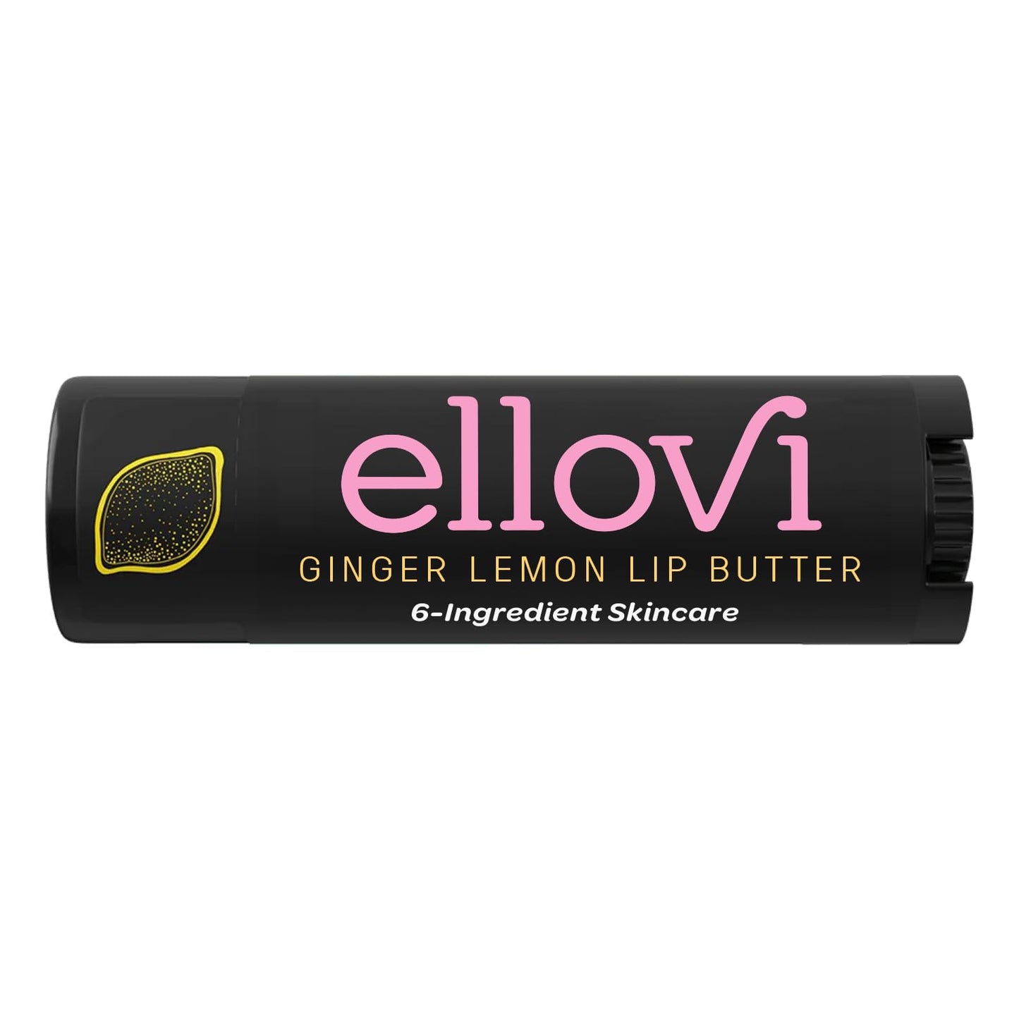 Ellovi Natural Lip Butter Lip Balm - Ginger Lemon - Pure Enough to Eat - Made With Just 6 Vegan Ingredients - 100% Natural & Organic Moisturizing Lip Care for All Day Hydration (Single)