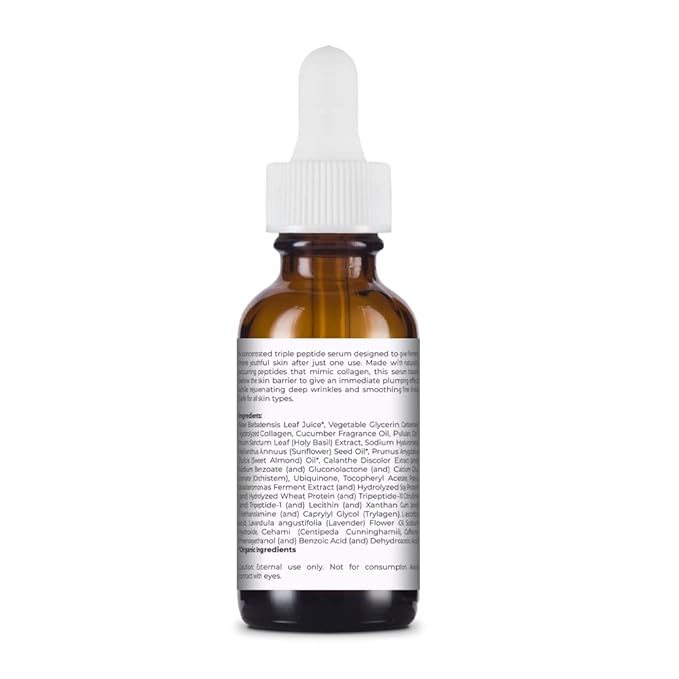 Naked Collagen Peptides Serum for Face with Vitamin C - Anti Aging Serum Skincare for Under Eye with Sweet Almond Oil - Dark Spot Corrector and Pore Minimizer with Vitamin E Oil for Skin (1oz) (1 oz)