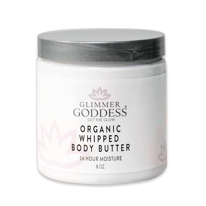 GLIMMER GODDESS Organic Whipped Body Butter- Orange Creamsicle, Vegan, 24 Hr Hydration, Less Stretch Marks, All Skin Types, Child-Safe, Organic, 8 oz