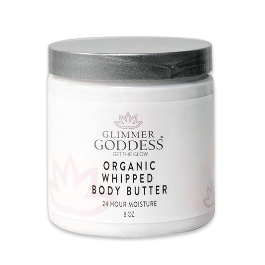 GLIMMER GODDESS Organic Whipped Body Butter- Pink Grapefruit, Vegan, 24 Hr Hydration, Less Stretch Marks, All Skin Types, Child-Safe, Organic, 8 oz