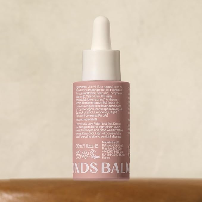 Balmonds Omega Rich Facial Oil, 100% Natural Skin Oil for Dry & Sensitive Skin, Fragrance Free & Made with Vitamin E Oil, Vegan & Cruelty Free (1.1 oz)