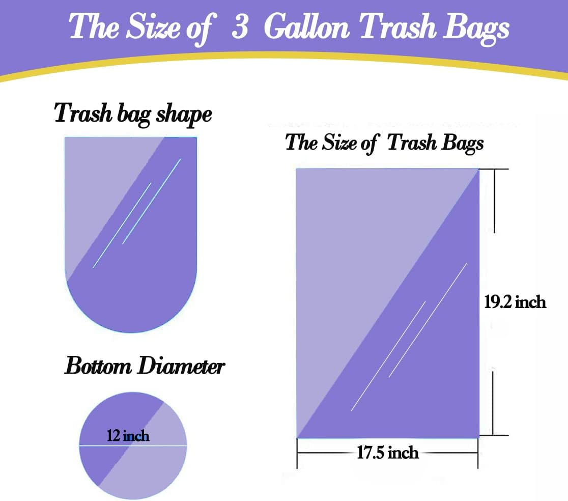 3 Gallon 180pcs Small Pink Trash Bags(Fit 2.6-3.2 Gal) Plastic Strong Pink Garbage Bags, Bathroom Trash Can Bin Liners, Waste Basket Liner, Fit 10-13 Liter, 2.5-2.6 Gallon,3.2Gallon(3-Pink180)