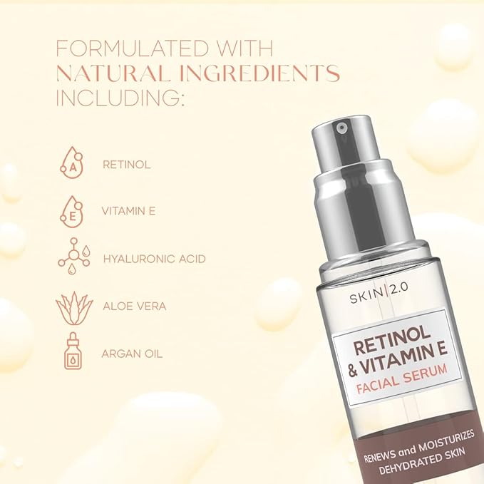 Retinol and Vitamin E Beauty Value Set - Serum, Moisturizer & Face Sheet Masks
