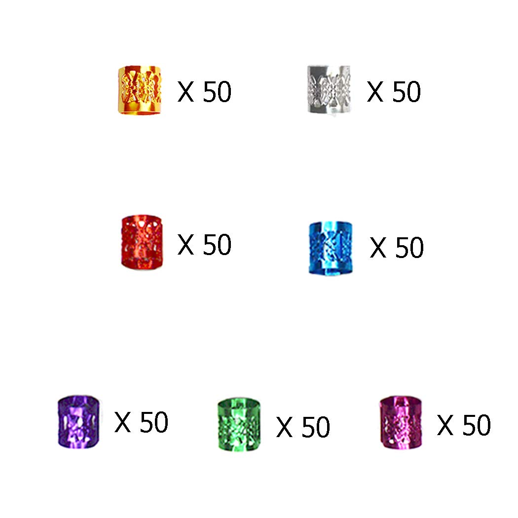 350PCS Hair Jewelry for Women Braids, DreadLock Beads Hair Decorations Aluminum Rings Clips Adjustable Metal Cuffs Braiding Hair Accessory By liliyab (Multi Color)