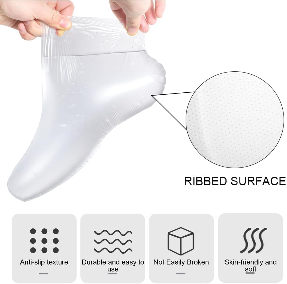 Paraffin Bath Liners for Feet 300PCS – Disposable Waterproof Foot Liners with Adhesive Stickers, Plastic Bags for Paraffin Wax Bath, Moisturizing Foot Care, Spa Pedicure, Home and Salon Use