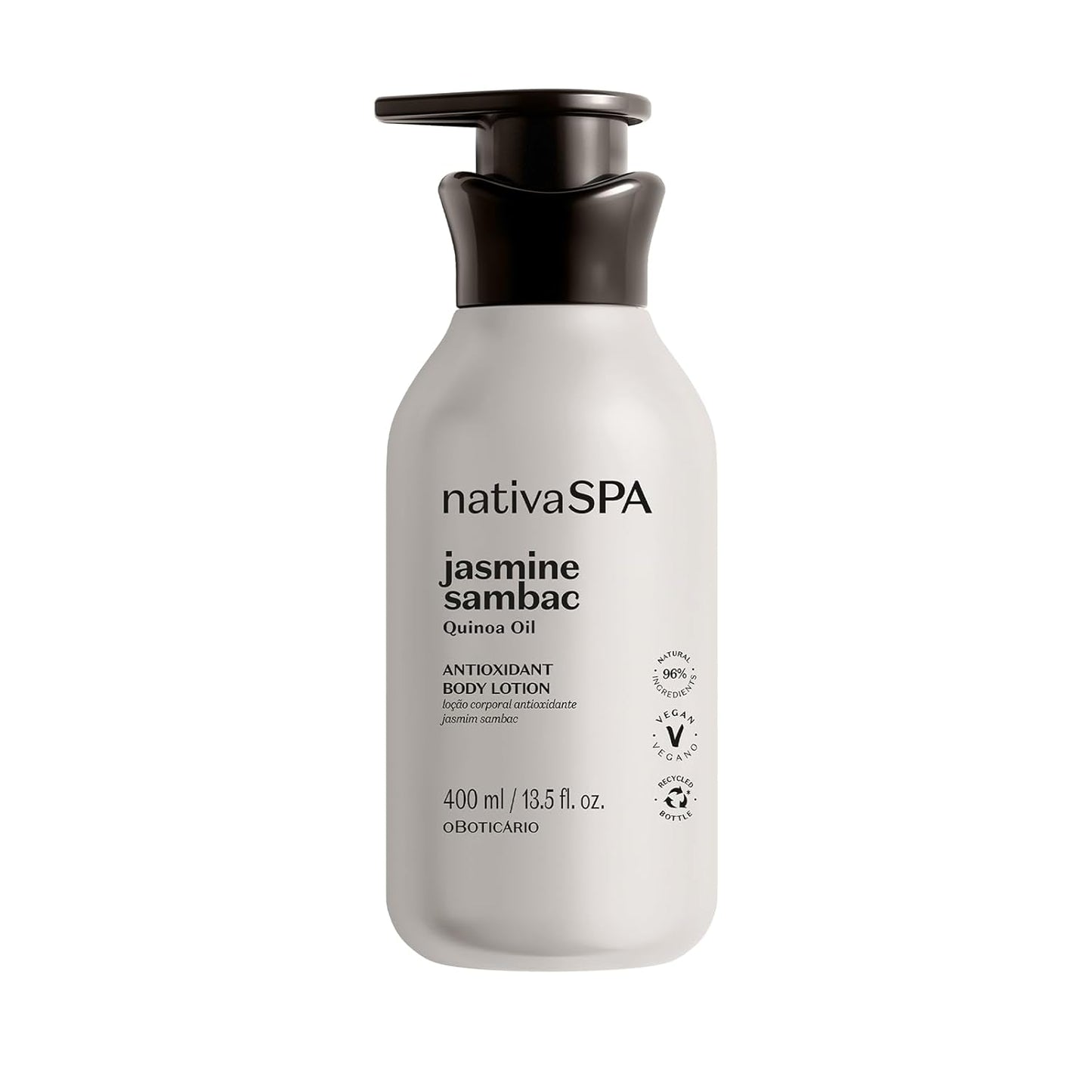 Nativa SPA by O Boticario Jasmin Sambac Anti-Stress Body Lotion, Fragranced Moisturizer Enriched with Purified Quinoa Drops to Boost Hydration, 13.5 Ounce (400ml)
