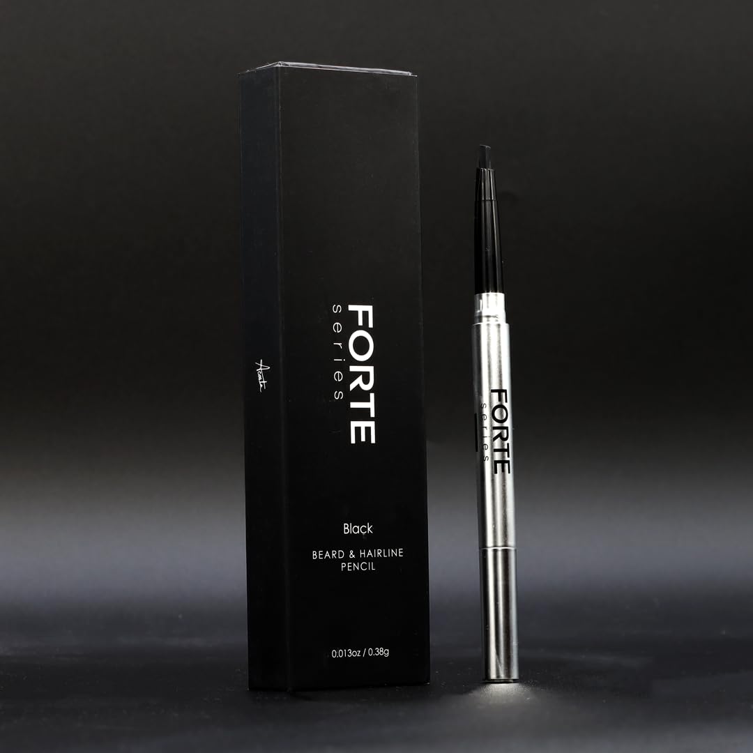 Forte Series Beard and Hairline Shaper, Smudge-Resistant Wax, Precision Brush, Sleek Travel Packaging (Black)