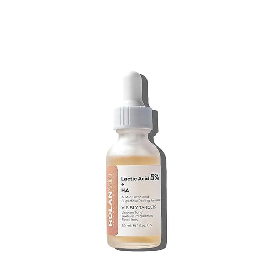 ROLANYIN Lactic Acid 5% + HA Facial Serum for Exfoliating Deep Hydration and Smoothing Skin Texture Nourishing Anti Aging Pore Minimizing Benefits Skin Care