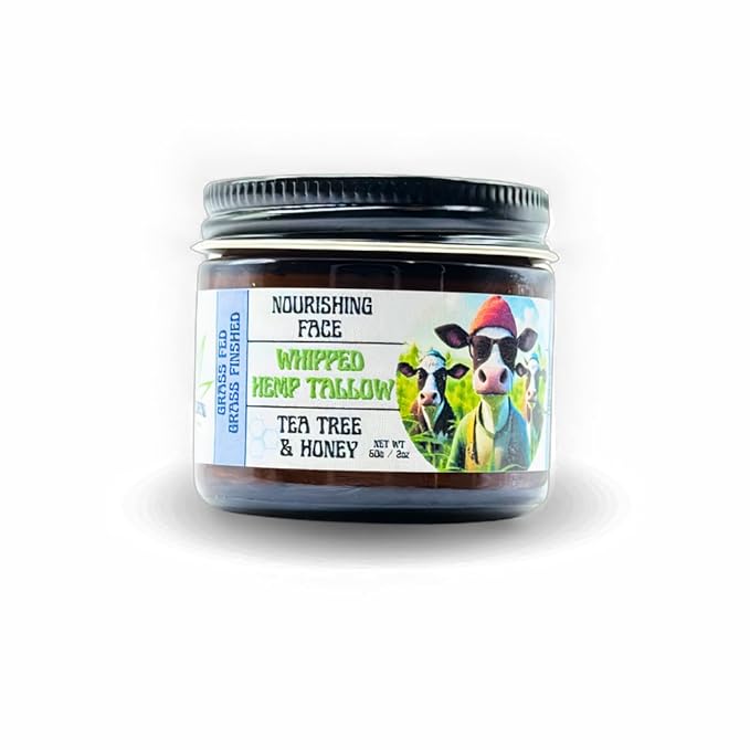 Whipped Hemp Tallow Body Butter - Nourishing Face - Grass-Fed & Grass-Finished - All Natural - Tea Tree & Honey