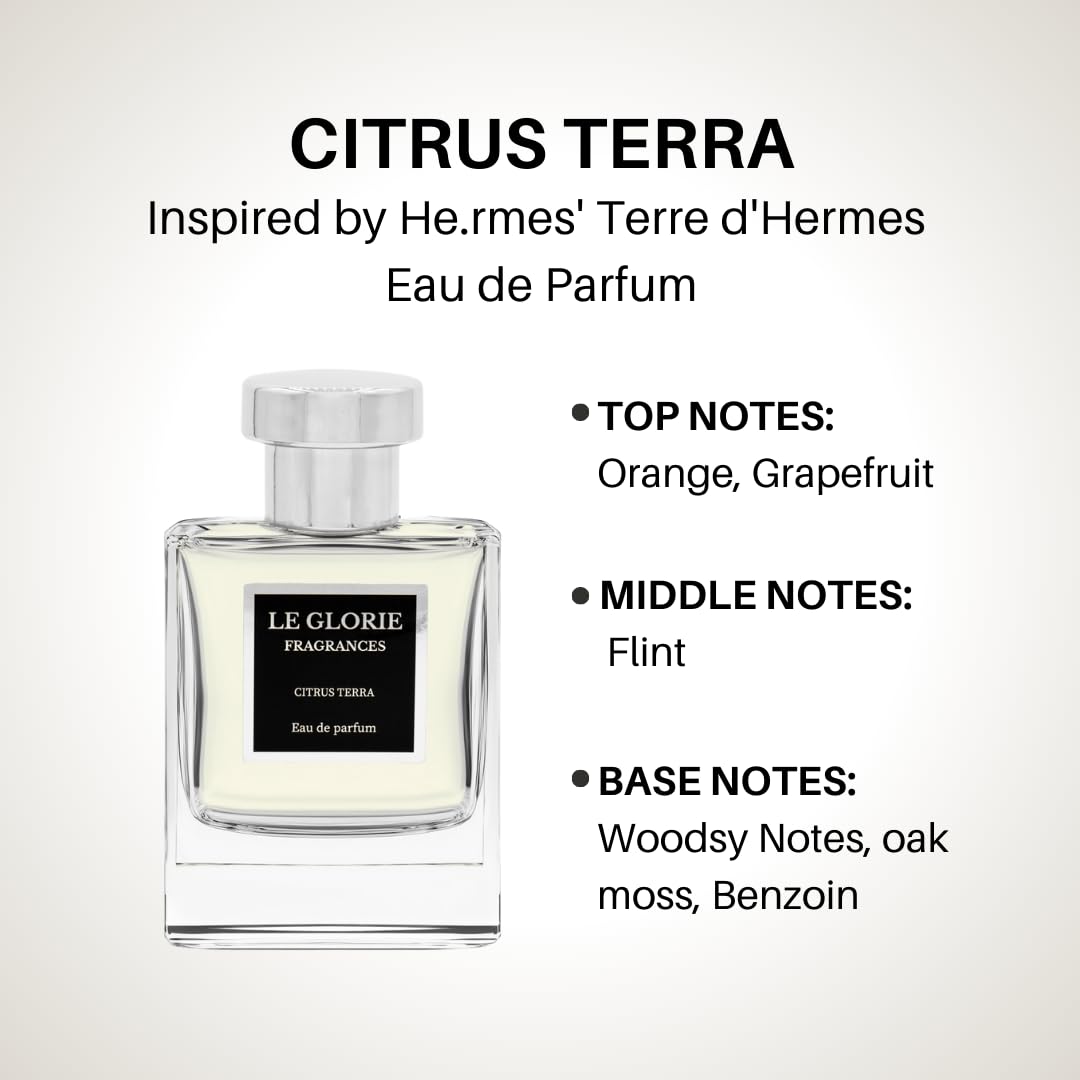 Inspired by Terre d'He.rmes, Citrus Terra EDP, Long Lasting 12-14 Hours Perfume Spray for Men, Unisex, All Skin Types, Cruelty Free - 1.7 Fl oz 50ml