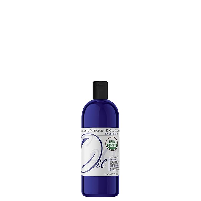 Dr Joe Lab Organic Vitamin E Oil for Skin, Hair, Face, Liquid Body Oil, Pure Natural Cold Pressed Unrefined, Moisturizes & Nourishes, Non GMO - 2 Oz