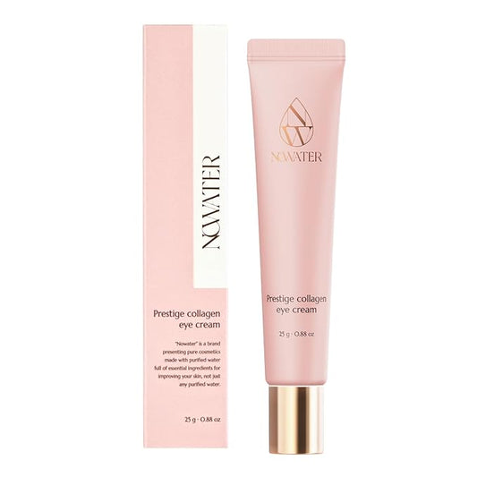 NOWATER Collagen Eye Cream for Wrinkles, Puffiness, Dark Circles - Hydrolyzed Collagen & Beta-glucan for Improved Under-eye Area, Korean Skincare (0.88 fl.oz)