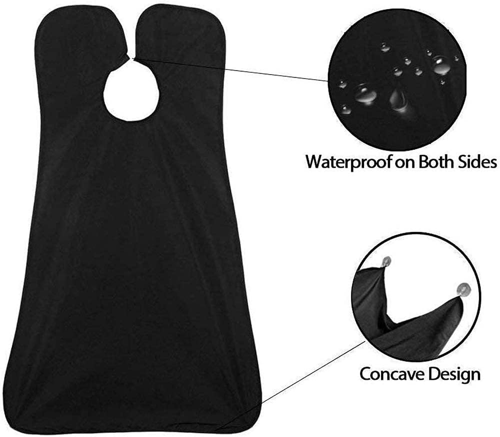 Beard Trimming Catcher Beard Bib Birthday Gifts For Men For Men With 2 Suction Cups Waterproof Non-Stick For Shaving And Trimming Grooming Accessories(Black)