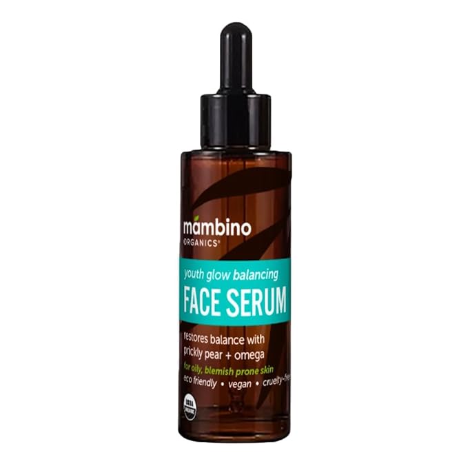Youth Glow Balancing Serum – Organic, Face Serum with Tunisian Prickly Pear – Nourishing Omegas & Vitamin C for Oily, Blemish-Prone Skin – Cruelty-Free Skin Care by Mambino Organics, 1 fl oz