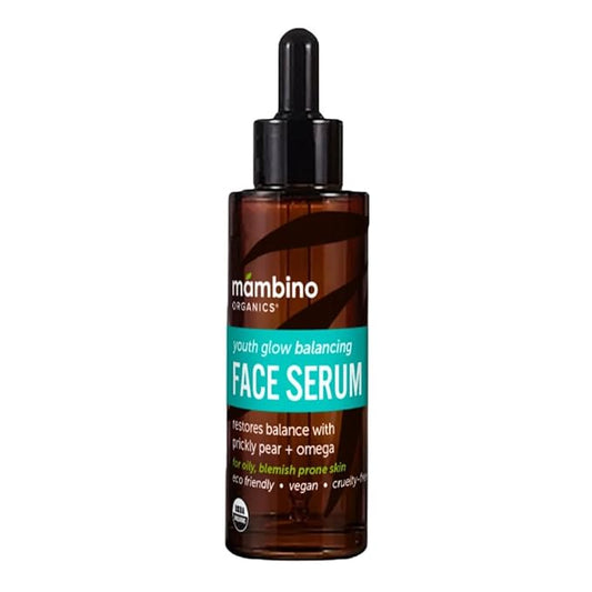Youth Glow Balancing Serum – Organic, Face Serum with Tunisian Prickly Pear – Nourishing Omegas & Vitamin C for Oily, Blemish-Prone Skin – Cruelty-Free Skin Care by Mambino Organics, 1 fl oz