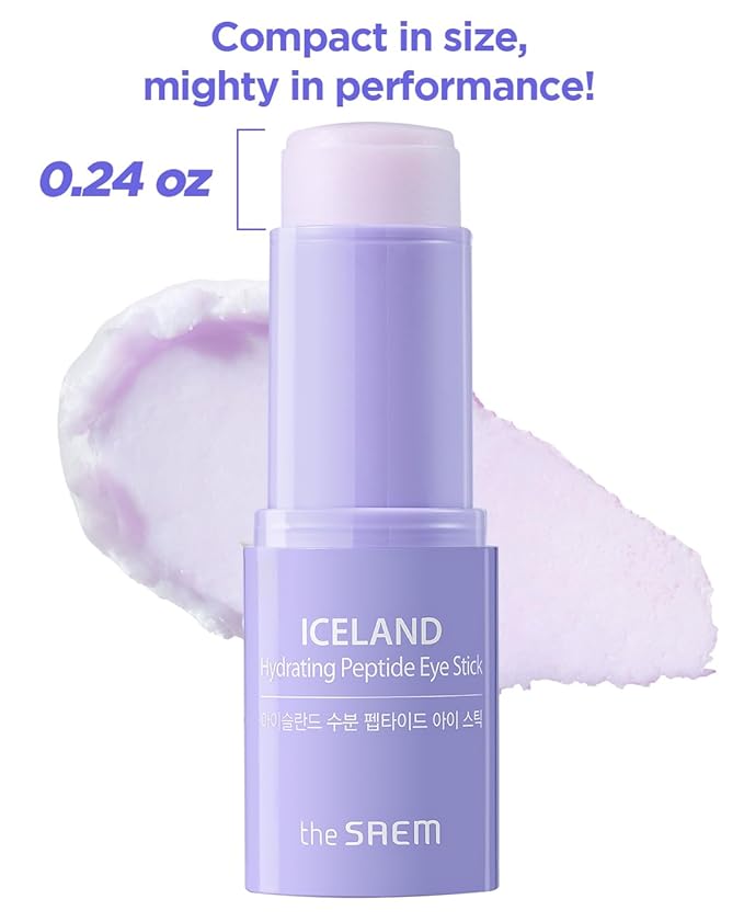 THESAEM Iceland Hydrating Peptide Eye Stick 0.24oz - Elasticity, Cooling, Moisturizing Eye Balm for Loose Skin – Under Eye Treatment - Balm to Smooth Skin Texture - Daisy Flower Scent