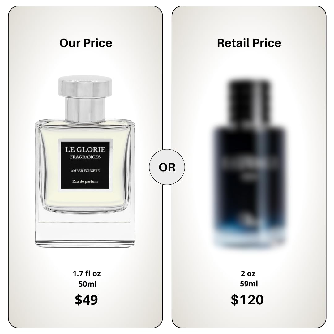 Amber Fougere EDP, Long Lasting 12-14 Hours Perfume Spray for Men, All Skin Types - Cruelty Free - 0.33 fl oz 10ml