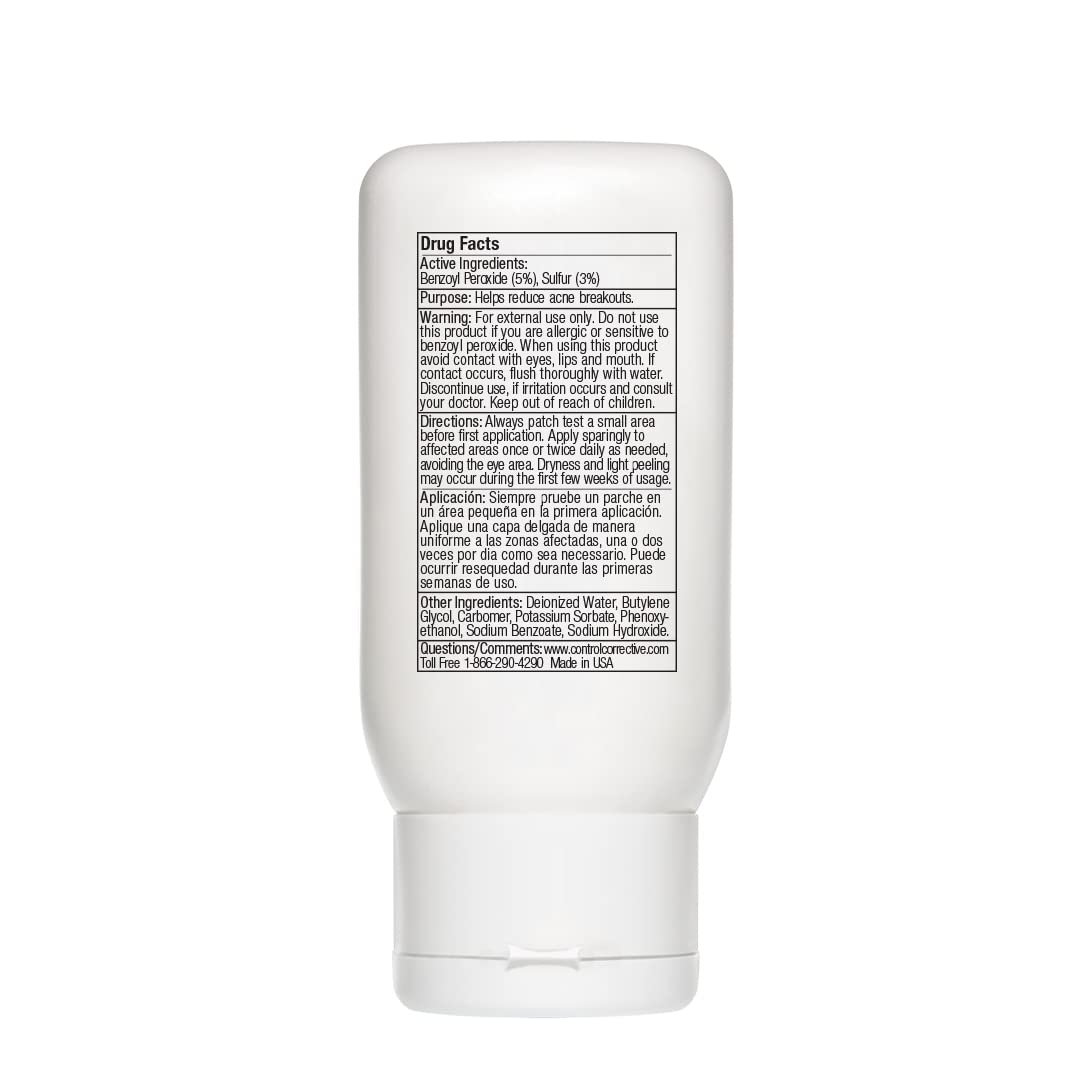 CONTROL CORRECTIVE Clear Med 5% Acne Treatment Lotion, 2.5 Oz - Helps Clear & Control Breakouts, Benzoyl Peroxide, 3% Sulfur To Improve Efficacy And Dry Up Blemishes