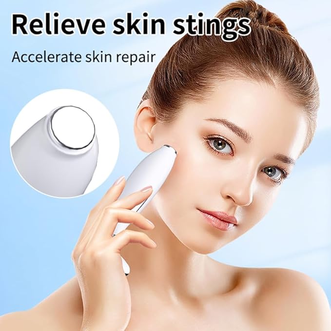 Facial Massager -7 Color Red-Light-Therapy for Face and Neck for Wrinkles, Double Chin, Vibrating Facial Massager with Thermals (White9)