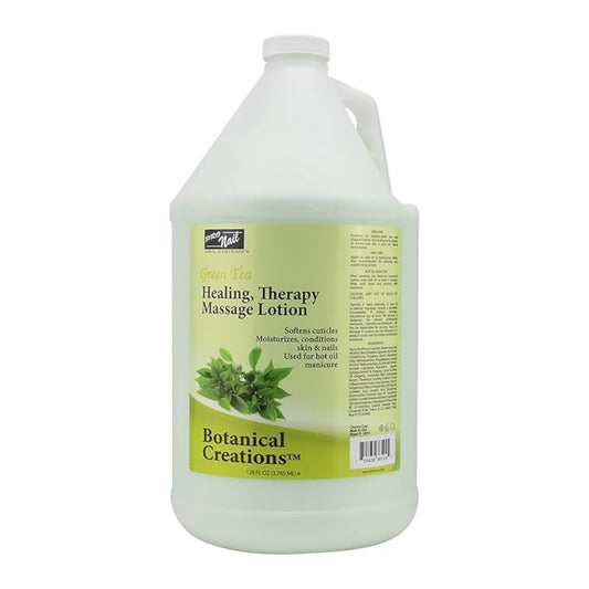 PRO NAIL - Healing Therapy Massage Lotion - Professional Pedicure, Body and Hot Oil Manicure, Infused with Natural Oils, Vitamins, Panthenol and Amino Acids (Green Tea, 1 Gallon)