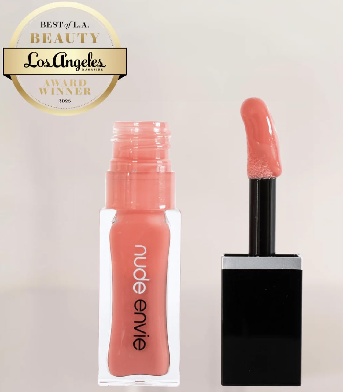 nude envie - Lip Gloss - High-Shine Finish - Moisturizing & Easy Application - Luxury Hydration - Non-Sticky Formula - With Vitamin E & Glycine Soja Oil - Vegan, Paraben-Free & Cruelty-Free - Smile