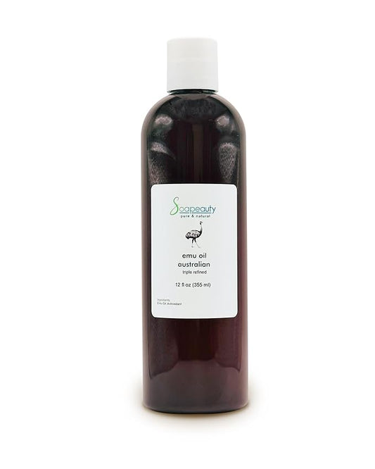 Australian Emu Oil | Triple Refined | 100% Pure & Natural Moisturizer for Skin & Hair Growth, Strengthener for Sensitive Skin, Body Oil | 12 fl oz