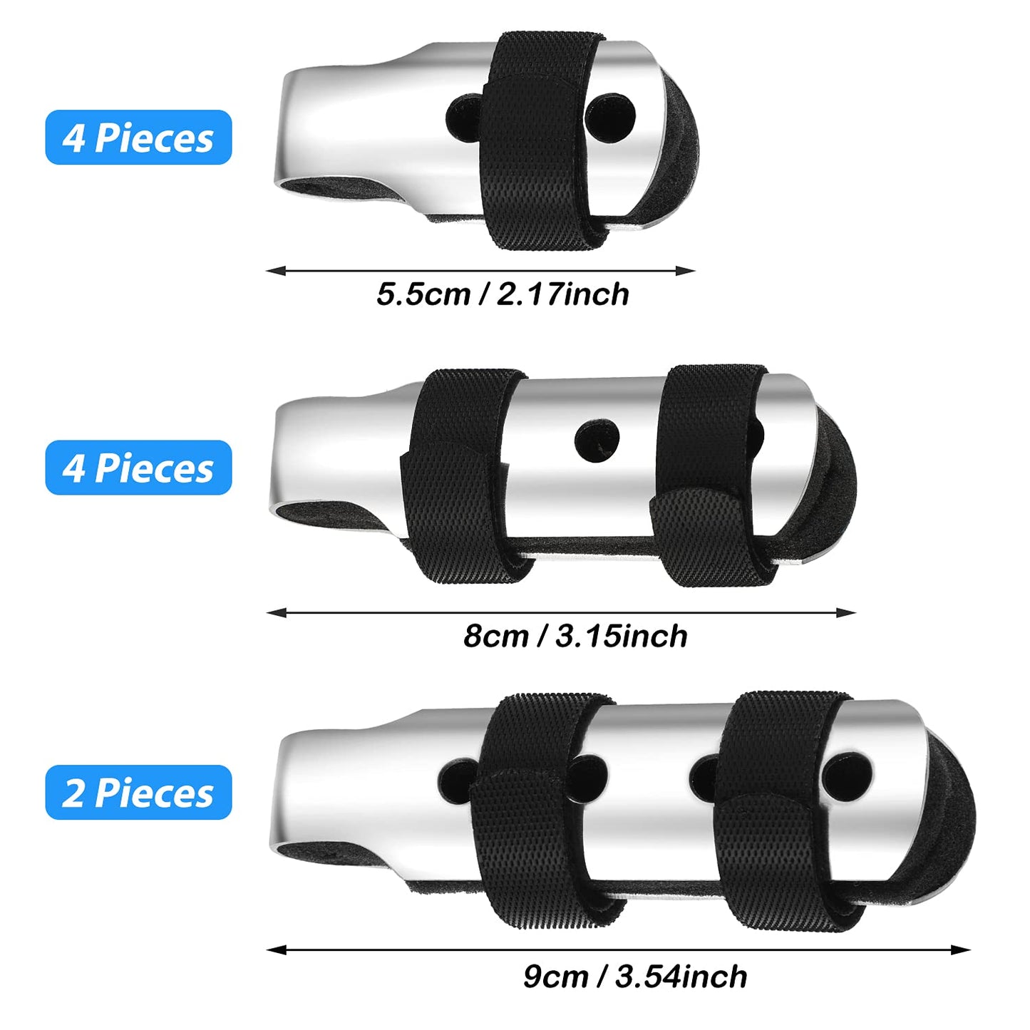 BBTO 10 Pieces Finger Splints Metal Padded Support Finger Stabilizer with Soft Foam Interior and Loop Straps, 3 Sizes(10 Pieces,Black)