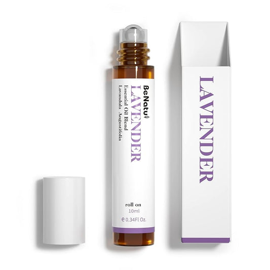 Benatu Lavender Essential Oil Roll On, Pre-Diluted Natural Aromatherapy Blend Travel Size Roller for Skin Care, Hair, Body Topical Massage - Soothe, Calm, Relax 10ml