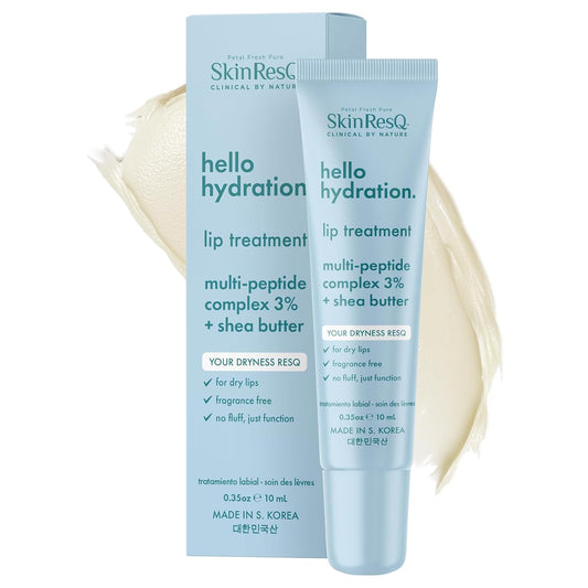 Petal Fresh Skin ResQ Hello Hydration Lip Treatment – Made in Korea – Multi-Peptide Complex 3% + Shea Butter – For Dry, Chapped Lips – Fragrance Free, Deeply Hydrates & Smooths – 0.35 oz (10 mL)