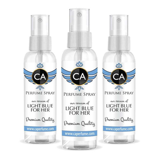 CA Perfume Eco Refill Impression of Light Blue For Her For Women Fragrance Eau de Parfum Spray Refillable Bottle 2 Fl Oz/60ml-X3