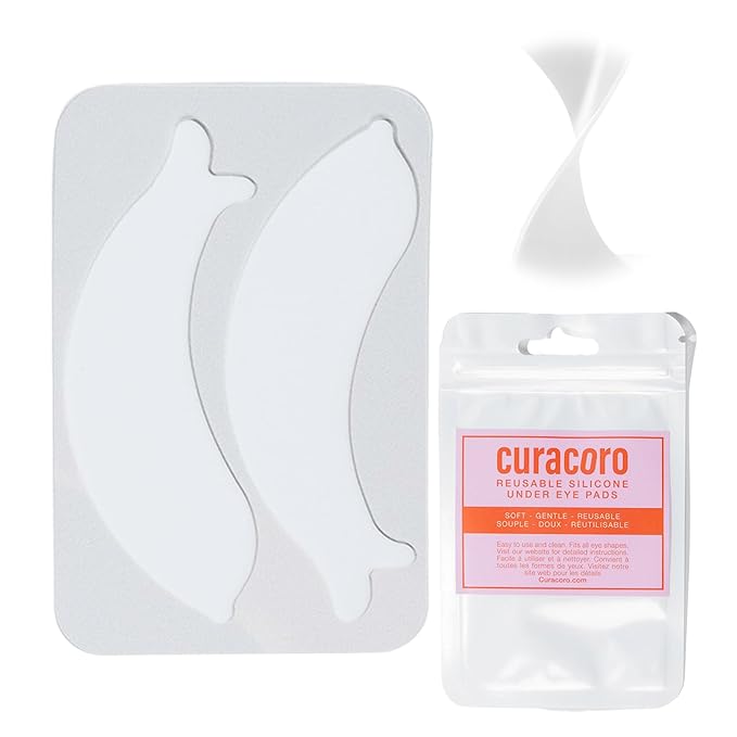 Curacoro Reusable Eye Pads, Silicone Under Eye Patches Lash Lift Cover Eyelash Extension | Soft Pads for Sensitive Skin during Eyelash Perm Lamination & Lash Extensions Remover (White, Style 4)