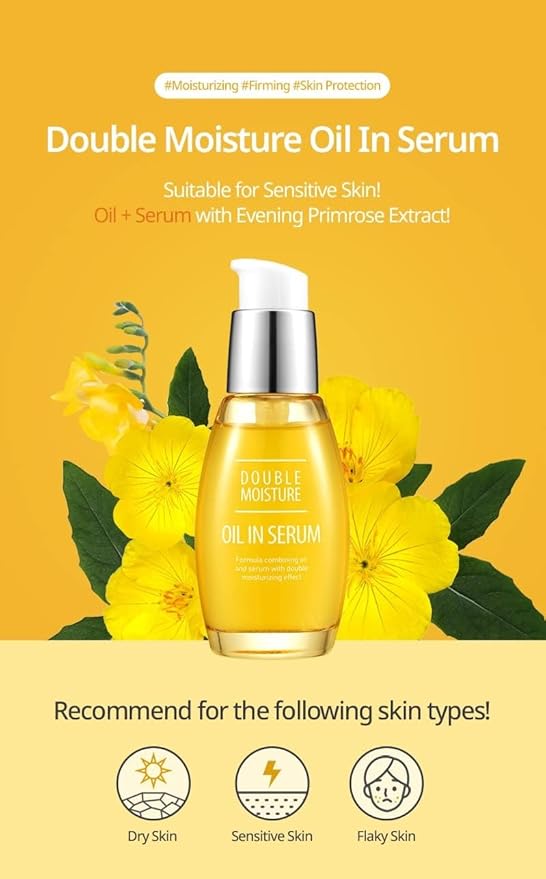 CHARMZONE Double Moisture Oil in Serum for Dry Sensitive Skin Soothing Moisturizing Elasticity Protection for All Skin Type (30ml/1.01 fl.oz)