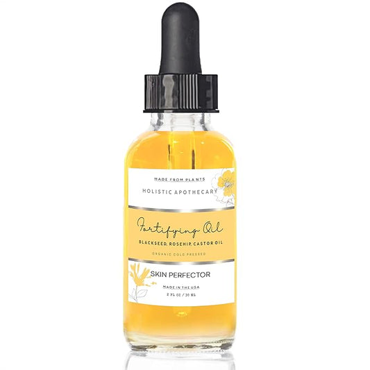2 FL OZ Black Seed, Rosehip, Castor Oil Organic Cold Pressed Fortifying Miracle Facial Moisturizer Face Oil Anti-Aging, Nourishing, Hydrates Dry Skin Glass Bottle Hexane Free