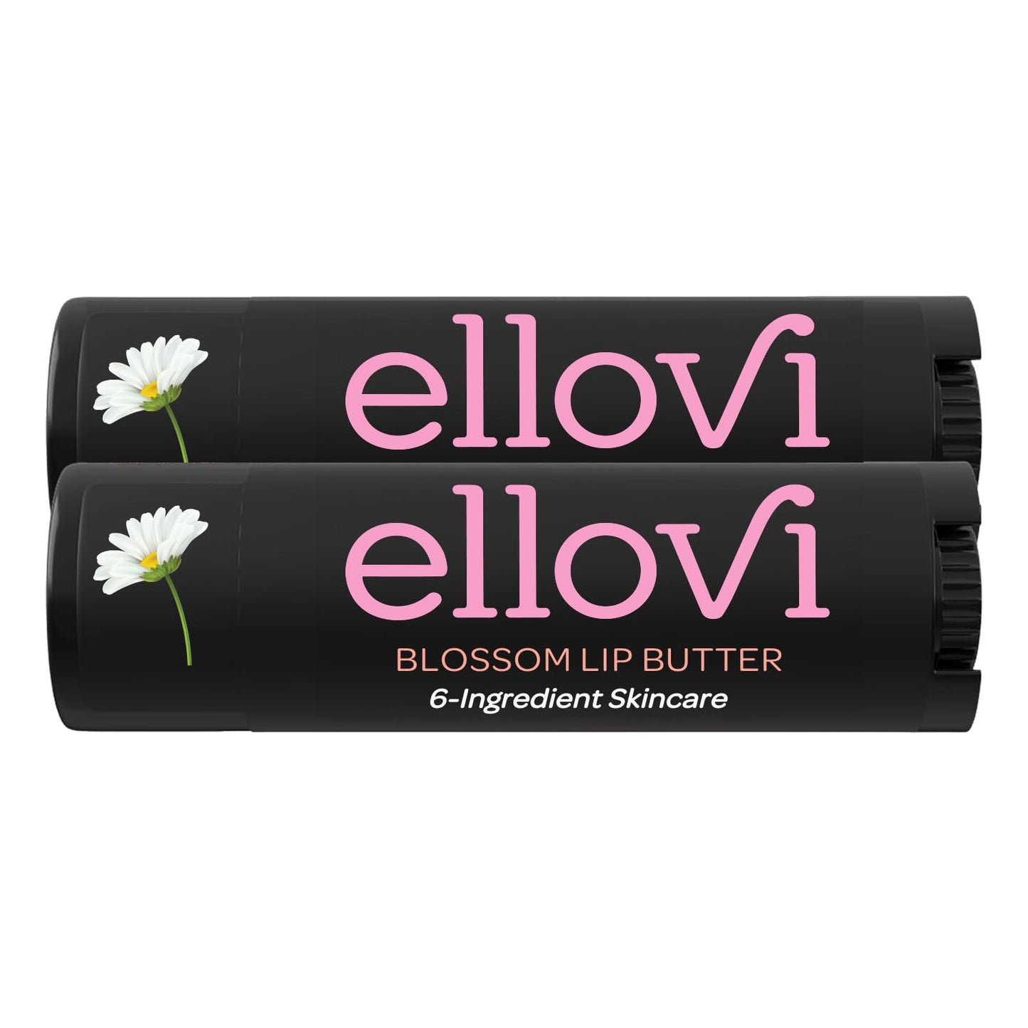 Ellovi Natural Lip Butter Lip Balm - Blossom - Pure Enough to Eat - Made With Just 6 Vegan Ingredients - 100% Natural & Organic Moisturizing Lip Care for All Day Hydration (2-Pack)