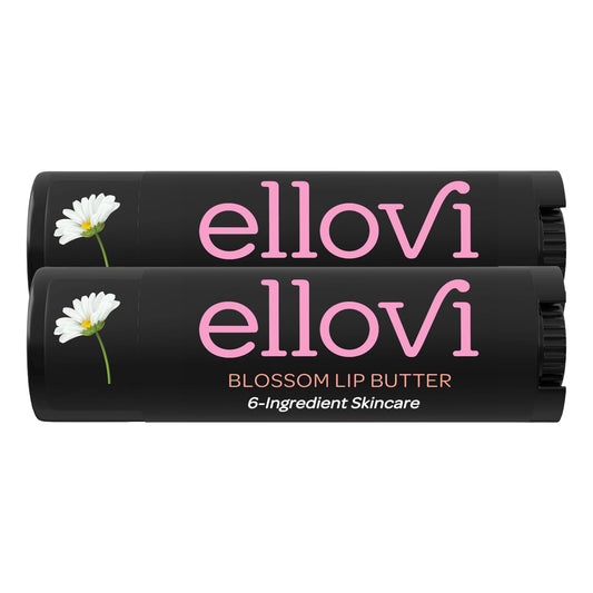 Ellovi Natural Lip Butter Lip Balm - Blossom - Pure Enough to Eat - Made With Just 6 Vegan Ingredients - 100% Natural & Organic Moisturizing Lip Care for All Day Hydration (2-Pack)