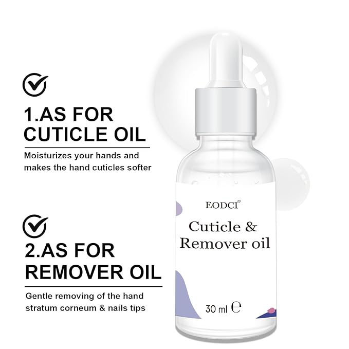 30ml Organic Nail Cuticle Oil, Natural Nail Oil for Growth and Strength Damaged Nails Natural Blend Of Jojoba, Vitamin E, Castor and Sweet Almond Oils Exfoliating Nail Care Cuticle Removal