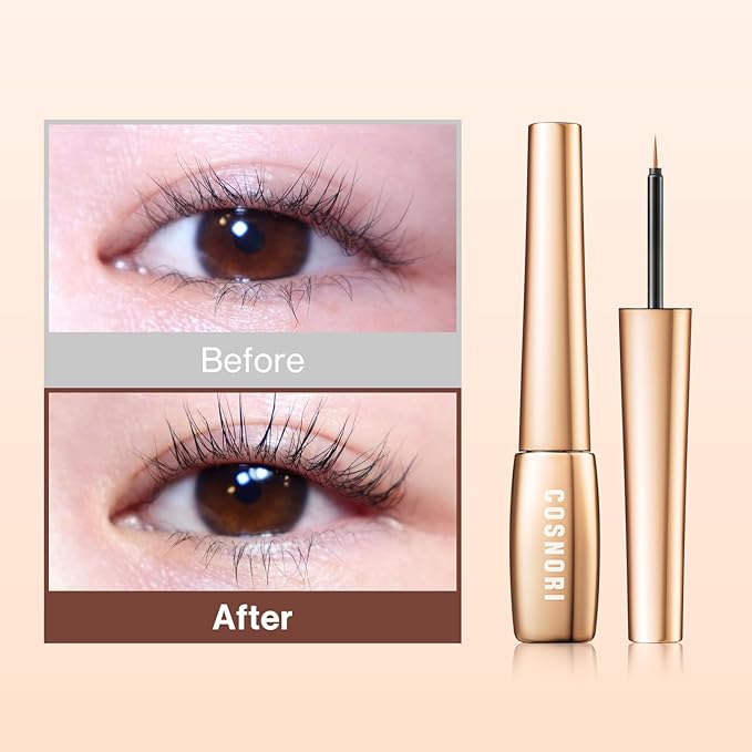 COSNORI Eyelash Serum 100 EX - Intensive Eyelash Care Serum – Slim Brush Type Hydration Booster– Irritation Free - Peptides, Silk Extract, Hyaluronic Acid, 0.2 fl.oz