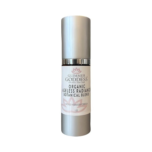 Glimmer Goddess Ageless Radiance Organic Skin Serum - Botanical Blend, Jamaican Black Castor Oil, Black Cumin Seed Oil, Rosehip Seed Oil, for Skin Health, Anti-Aging, Even Toning 1 oz