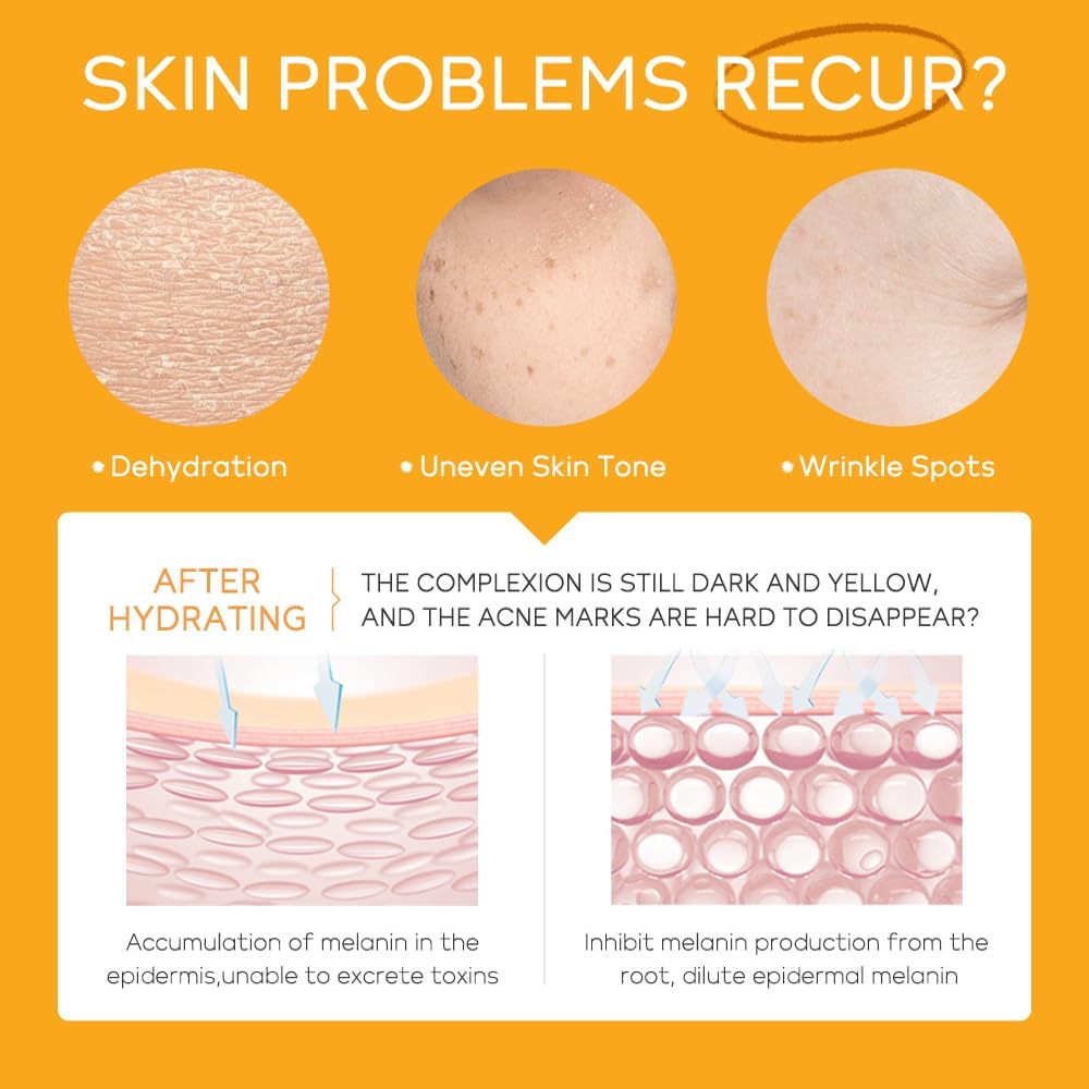 Vitamin C Skincare Set, Moisturizing Face Skin Care Kit with Facial Cleanser, Face Serum, Face Cream, Eye Cream, Toner For Hydrating Skin, Anti-Aging Skin