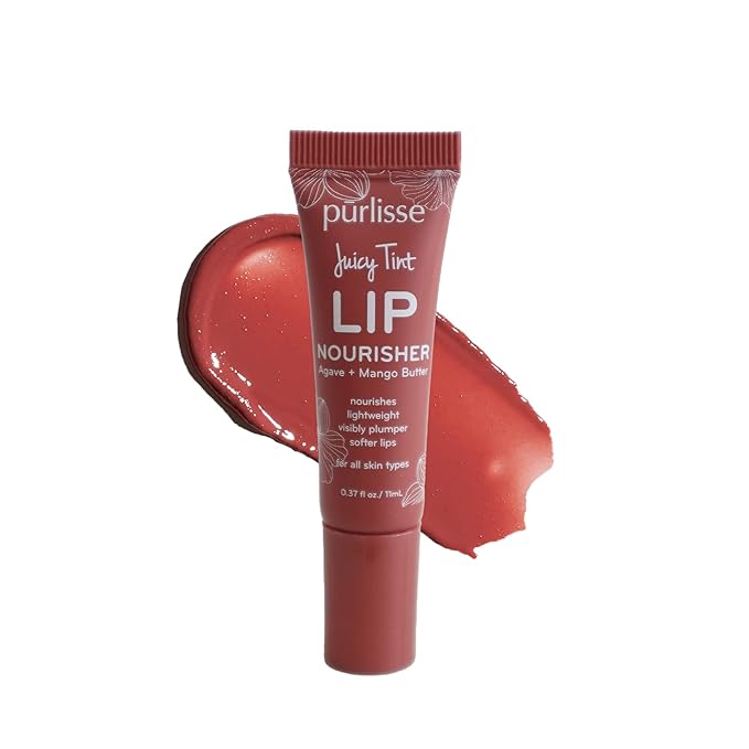 pürlisse Juicy Tint Moisturizing Tinted Lip Balm for Women - Hydrating Lip Treatment for Dry Cracked Lips - Enriched with Shea Butter & Jojoba Oil for Plumper Soft Lips - Nude Shine (.38 oz)